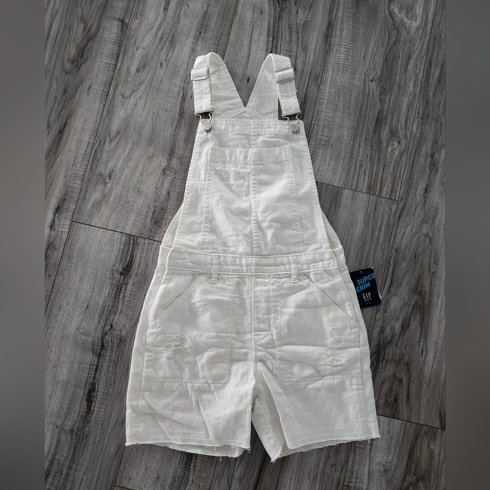 GAP Kids White Denim Overalls White